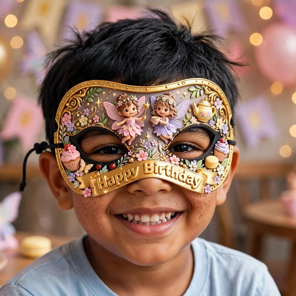 Butterbeans Theme Party Mask Birthday Party Supplies (PACK OF 12) - 280 GSM Cardstock with Soft Stretchable Elastic Band (7 Inches wide) - Premium Party Decor Supply by Party Decor Mall - View 4