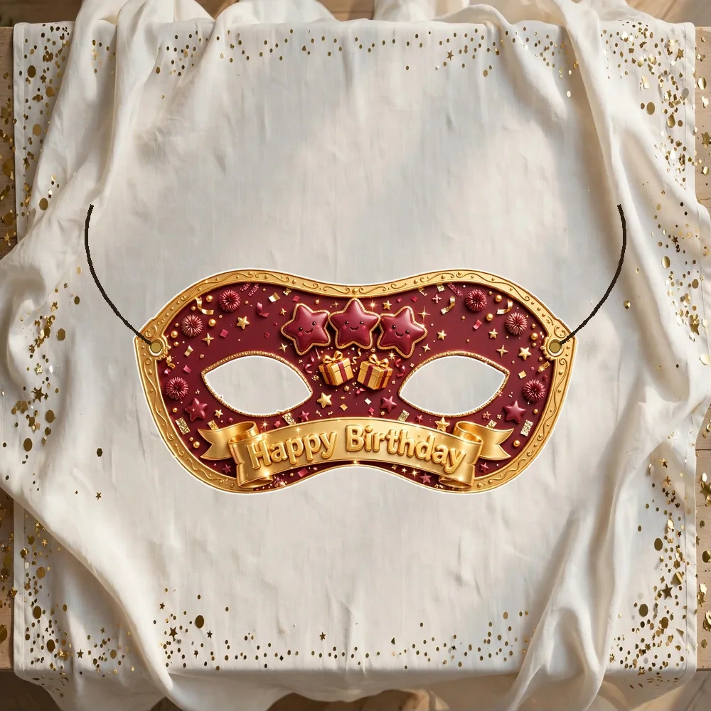 Burgundy Theme Party Mask Birthday Party Supplies (PACK OF 12) - 280 GSM Cardstock with Soft Stretchable Elastic Band (7 Inches wide)