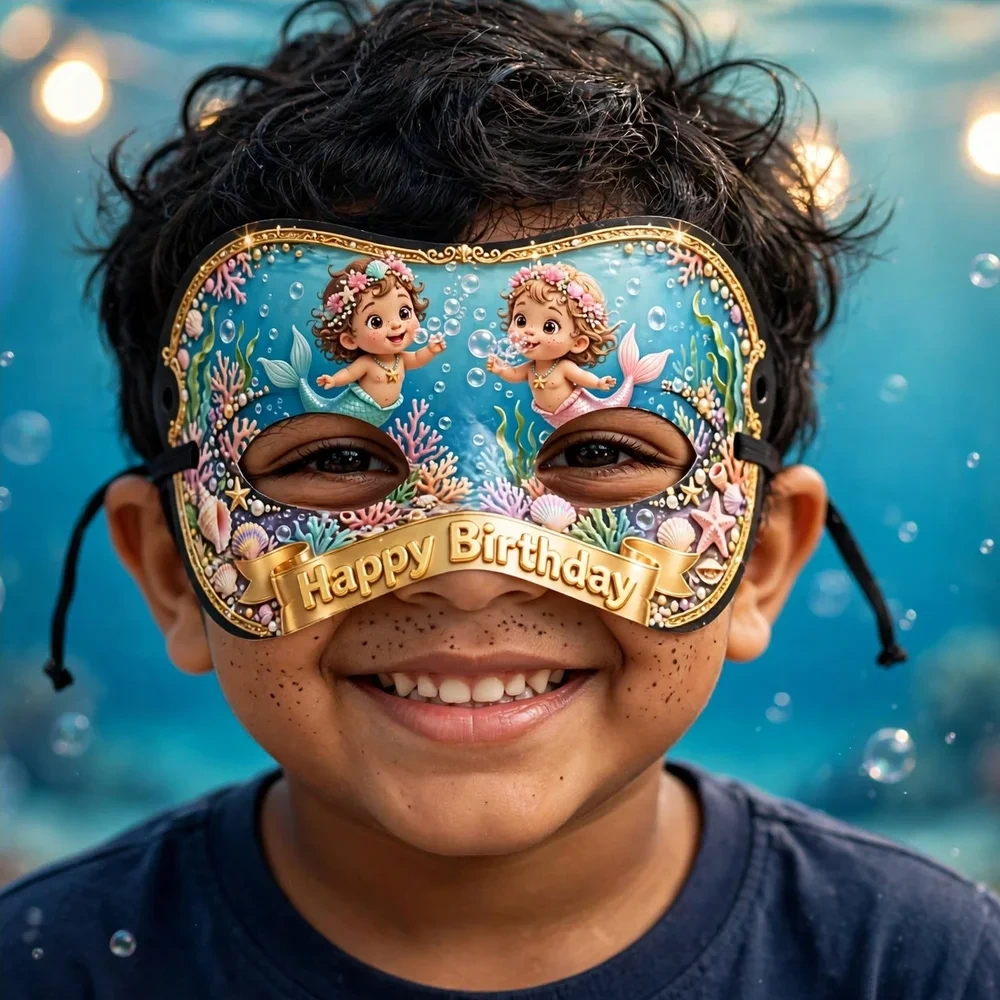 Bubble Guppies Theme Party Mask Birthday Party Supplies (PACK OF 12) - 280 GSM Cardstock with Soft Stretchable Elastic Band (7 Inches wide) - Premium Party Decor Supply by Party Decor Mall - View 4
