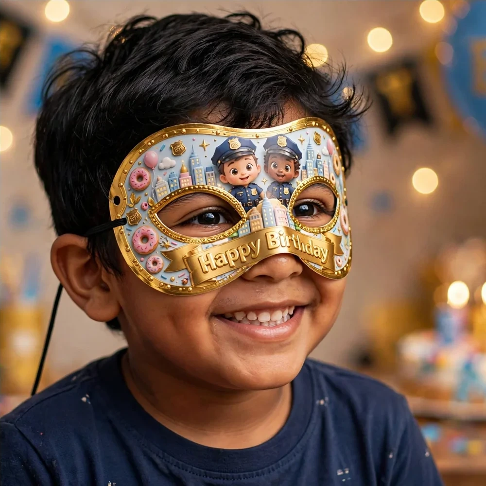 Brooklyn Nine Nine Theme Party Mask Birthday Party Supplies (PACK OF 12) - 280 GSM Cardstock with Soft Stretchable Elastic Band (7 Inches wide) - Premium Party Decor Supply by Party Decor Mall - View 4