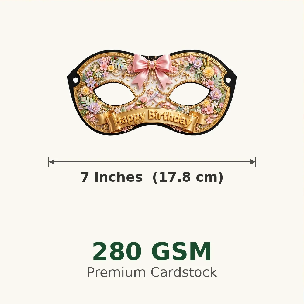 Bows & Ribbons Theme Party Mask Birthday Party Supplies (PACK OF 12) - 280 GSM Cardstock with Soft Stretchable Elastic Band (7 Inches wide) - Premium Party Decor Supply by Party Decor Mall - View 3