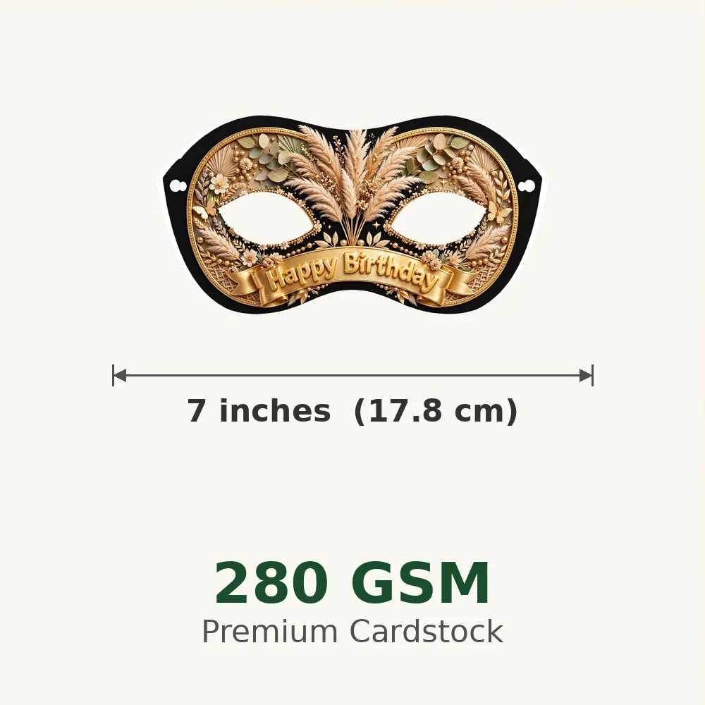 Boho Chic Theme Party Mask Birthday Party Supplies (PACK OF 12) - 280 GSM Cardstock with Soft Stretchable Elastic Band (7 Inches wide) - Premium Party Decor Supply by Party Decor Mall - View 3