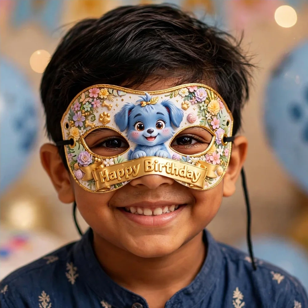 Bluey Girl Theme Party Mask Birthday Party Supplies (PACK OF 12) - 280 GSM Cardstock with Soft Stretchable Elastic Band (7 Inches wide) - Premium Party Decor Supply by Party Decor Mall - View 4