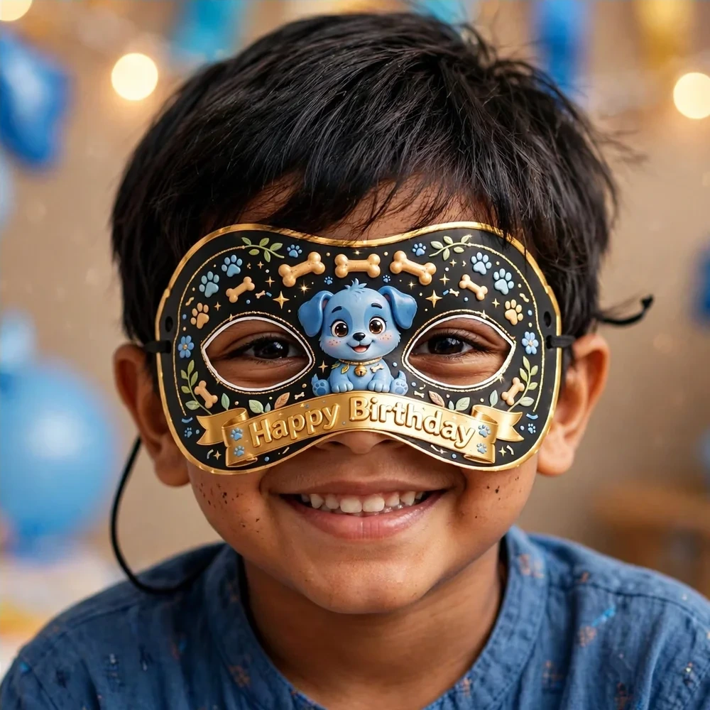 Bluey Theme Party Mask Birthday Party Supplies (PACK OF 12) - 280 GSM Cardstock with Soft Stretchable Elastic Band (7 Inches wide) - Premium Party Decor Supply by Party Decor Mall - View 4