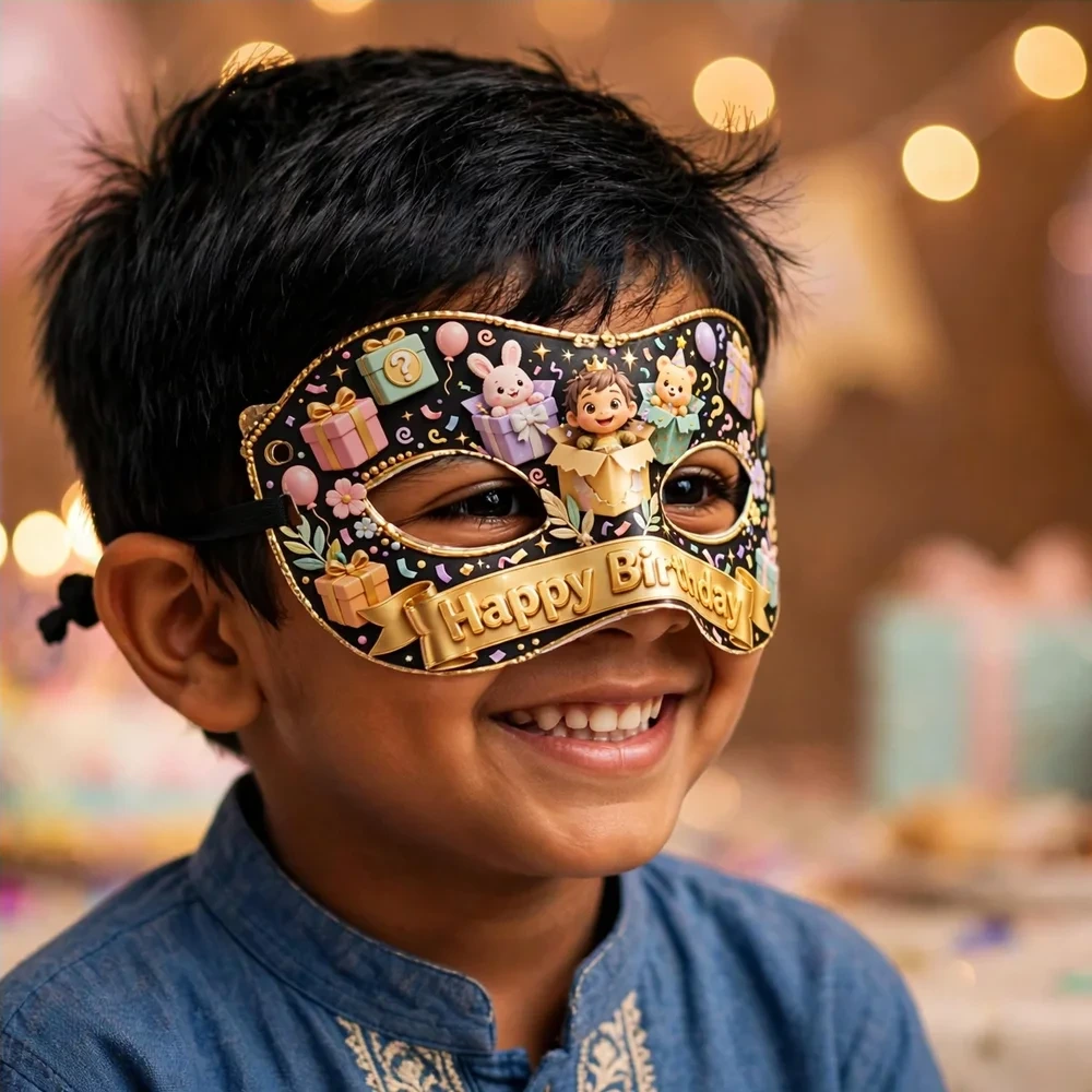 Blind Theme Party Mask Birthday Party Supplies (PACK OF 12) - 280 GSM Cardstock with Soft Stretchable Elastic Band (7 Inches wide) - Premium Party Decor Supply by Party Decor Mall - View 4