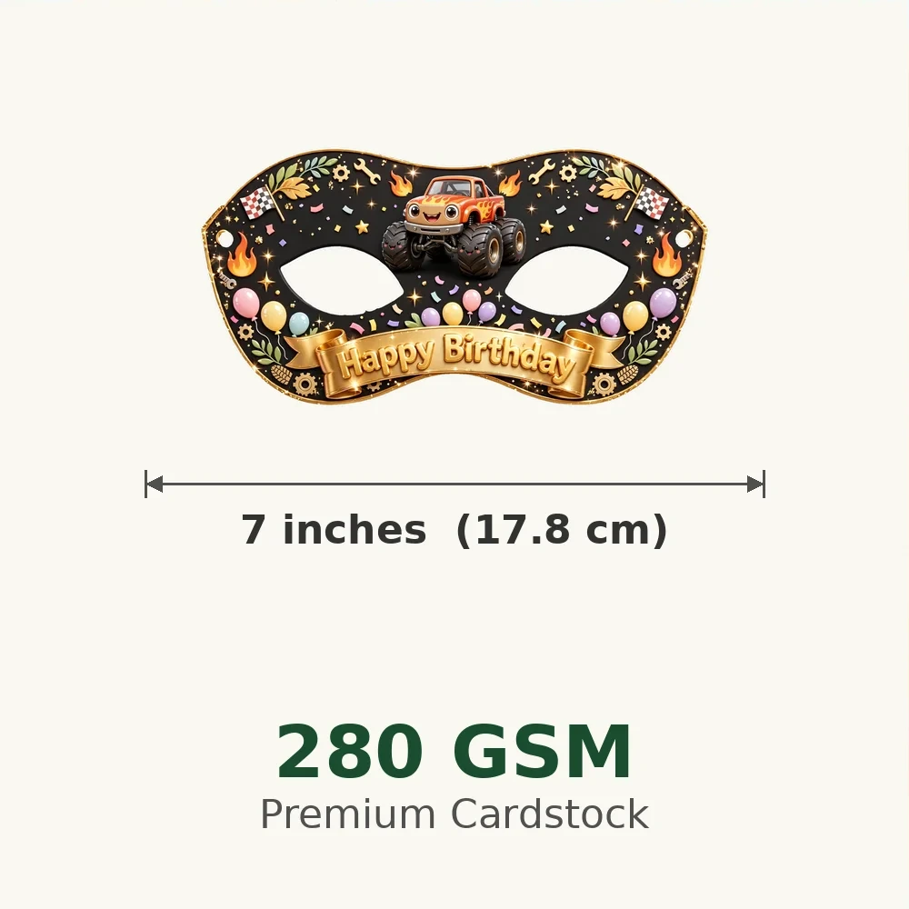 Blaze Monster Machines Theme Party Mask Birthday Party Supplies (PACK OF 12) - 280 GSM Cardstock with Soft Stretchable Elastic Band (7 Inches wide) - Premium Party Decor Supply by Party Decor Mall - View 3