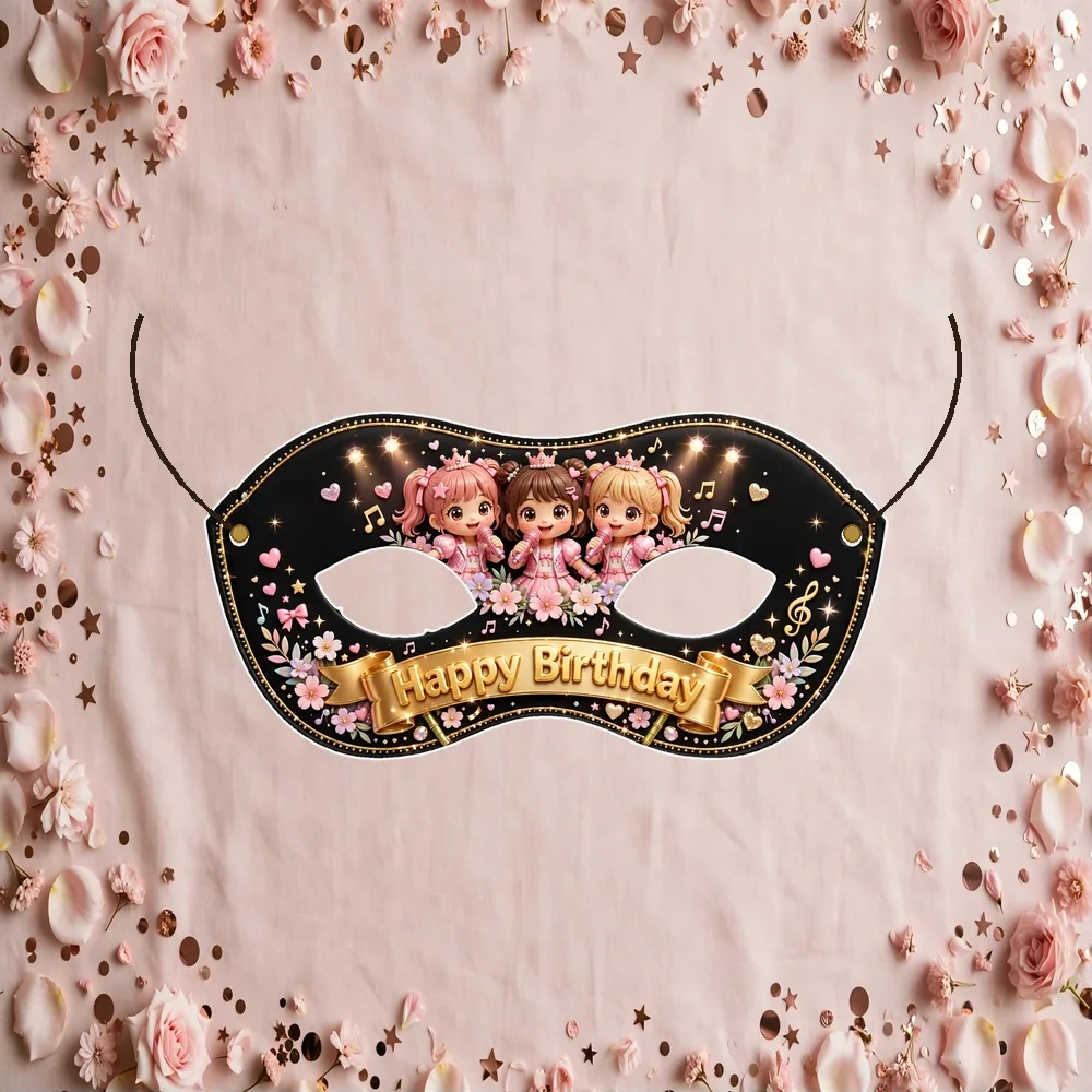 Blackpink Theme Party Mask Birthday Party Supplies (PACK OF 12) - 280 GSM Cardstock with Soft Stretchable Elastic Band (7 Inches wide) - Premium Party Decor Supply by Party Decor Mall - View 1