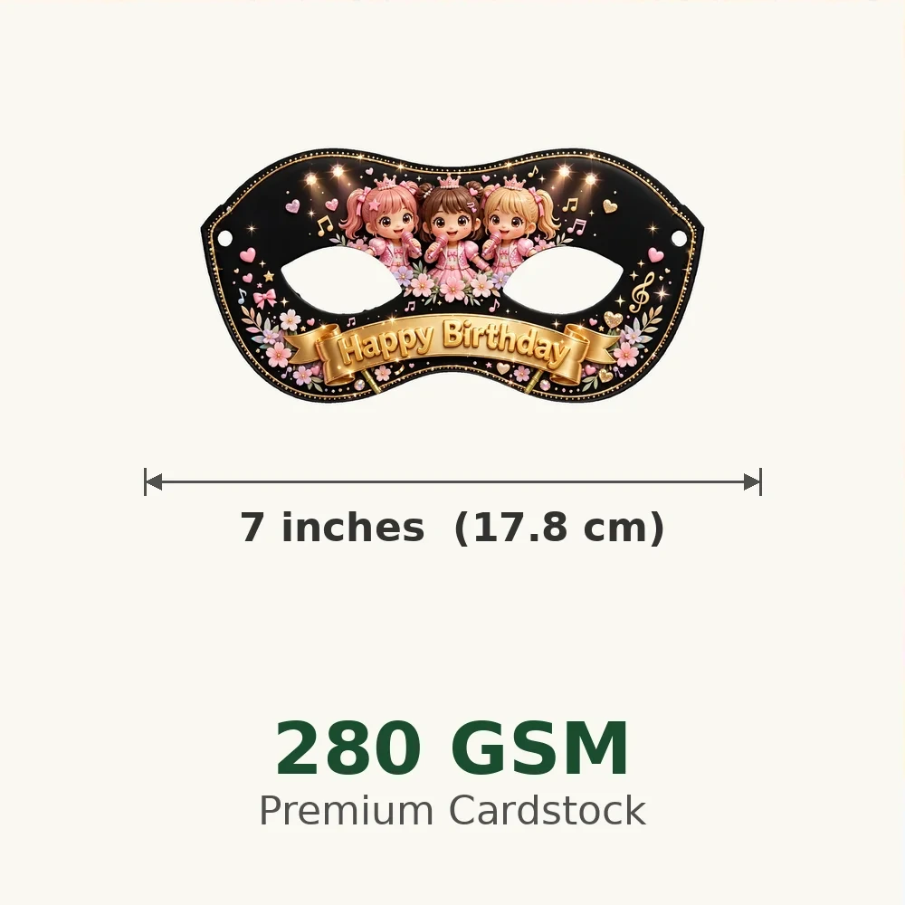 Blackpink Theme Party Mask Birthday Party Supplies (PACK OF 12) - 280 GSM Cardstock with Soft Stretchable Elastic Band (7 Inches wide) - Premium Party Decor Supply by Party Decor Mall - View 3