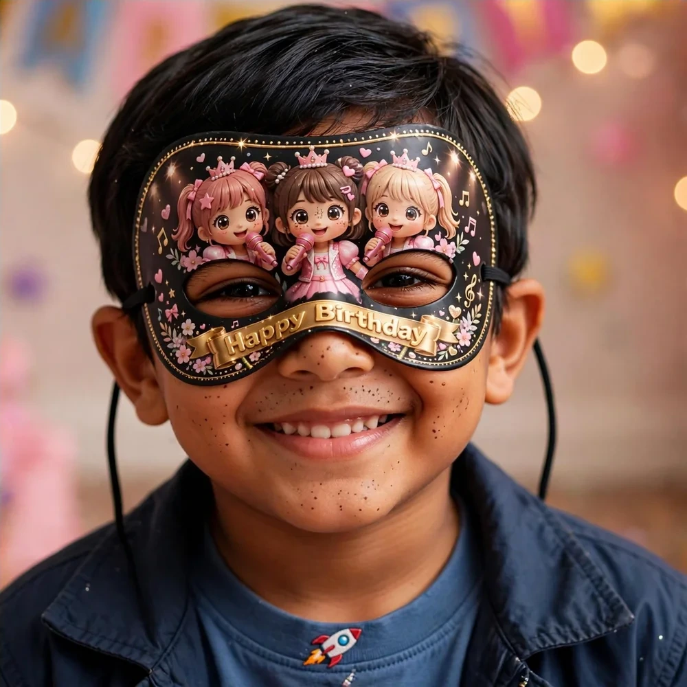 Blackpink Theme Party Mask Birthday Party Supplies (PACK OF 12) - 280 GSM Cardstock with Soft Stretchable Elastic Band (7 Inches wide) - Premium Party Decor Supply by Party Decor Mall - View 4