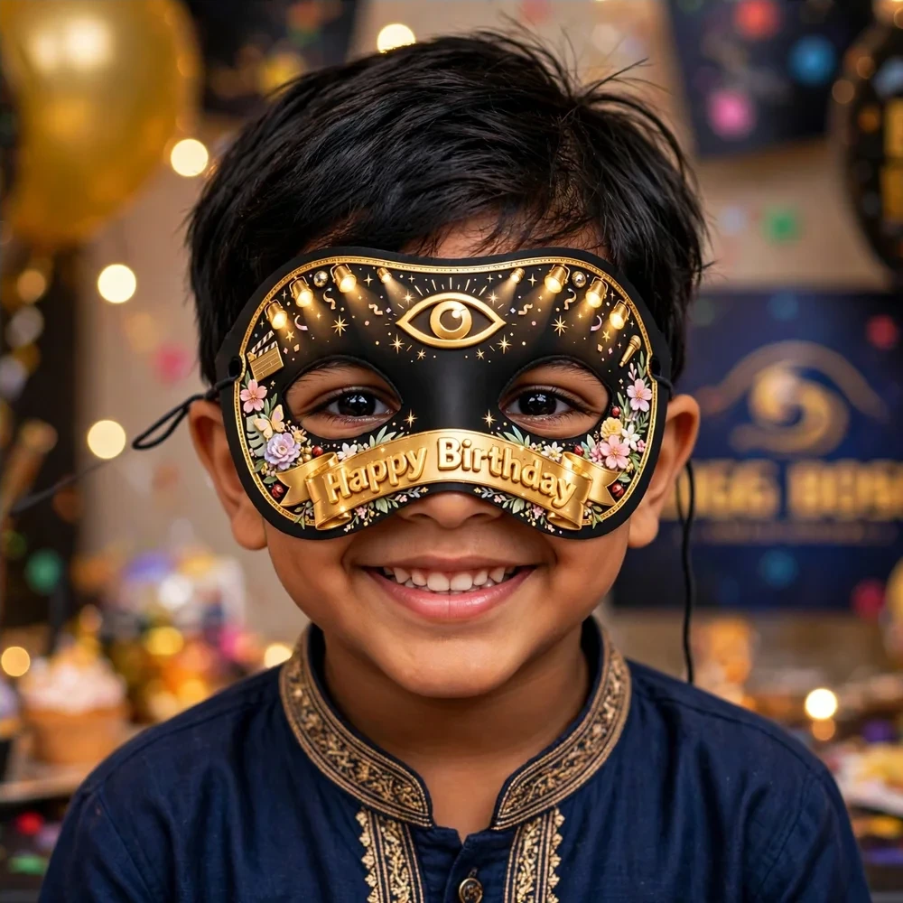 Bigg Boss Theme Party Mask Birthday Party Supplies (PACK OF 12) - 280 GSM Cardstock with Soft Stretchable Elastic Band (7 Inches wide) - Premium Party Decor Supply by Party Decor Mall - View 4