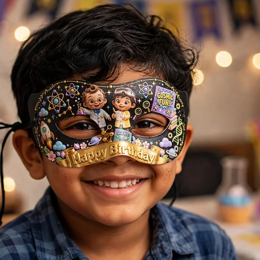 Big Bang Theory Theme Party Mask Birthday Party Supplies (PACK OF 12) - 280 GSM Cardstock with Soft Stretchable Elastic Band (7 Inches wide) - Premium Party Decor Supply by Party Decor Mall - View 4