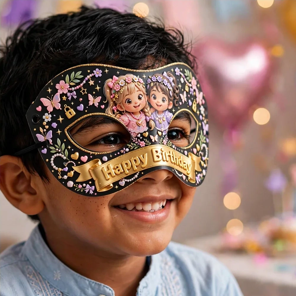 Besties Charm Theme Party Mask Birthday Party Supplies (PACK OF 12) - 280 GSM Cardstock with Soft Stretchable Elastic Band (7 Inches wide) - Premium Party Decor Supply by Party Decor Mall - View 4