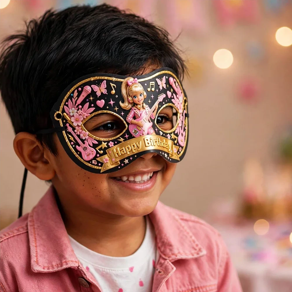 Rockstar Theme Party Mask Birthday Party Supplies (PACK OF 12) - 280 GSM Cardstock with Soft Stretchable Elastic Band (7 Inches wide) - Premium Party Decor Supply by Party Decor Mall - View 4