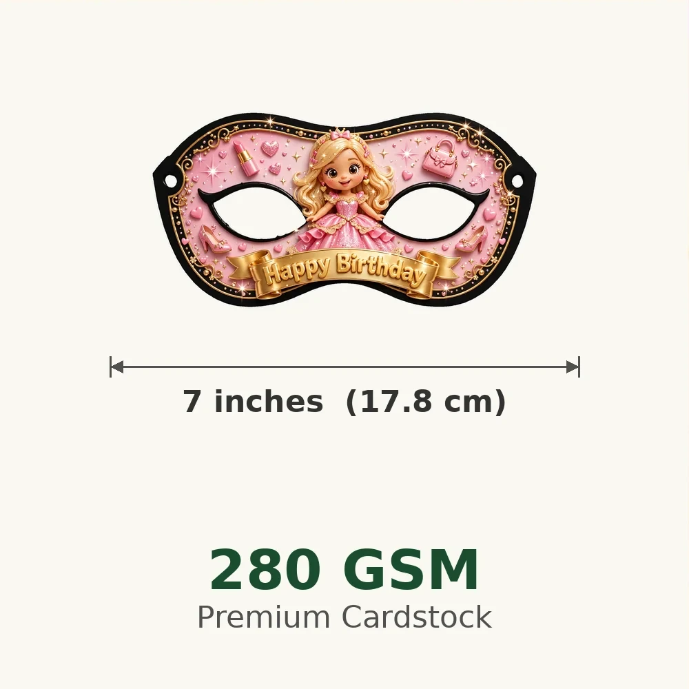 Barbie Theme Party Mask Birthday Party Supplies (PACK OF 12) - 280 GSM Cardstock with Soft Stretchable Elastic Band (7 Inches wide) - Premium Party Decor Supply by Party Decor Mall - View 3