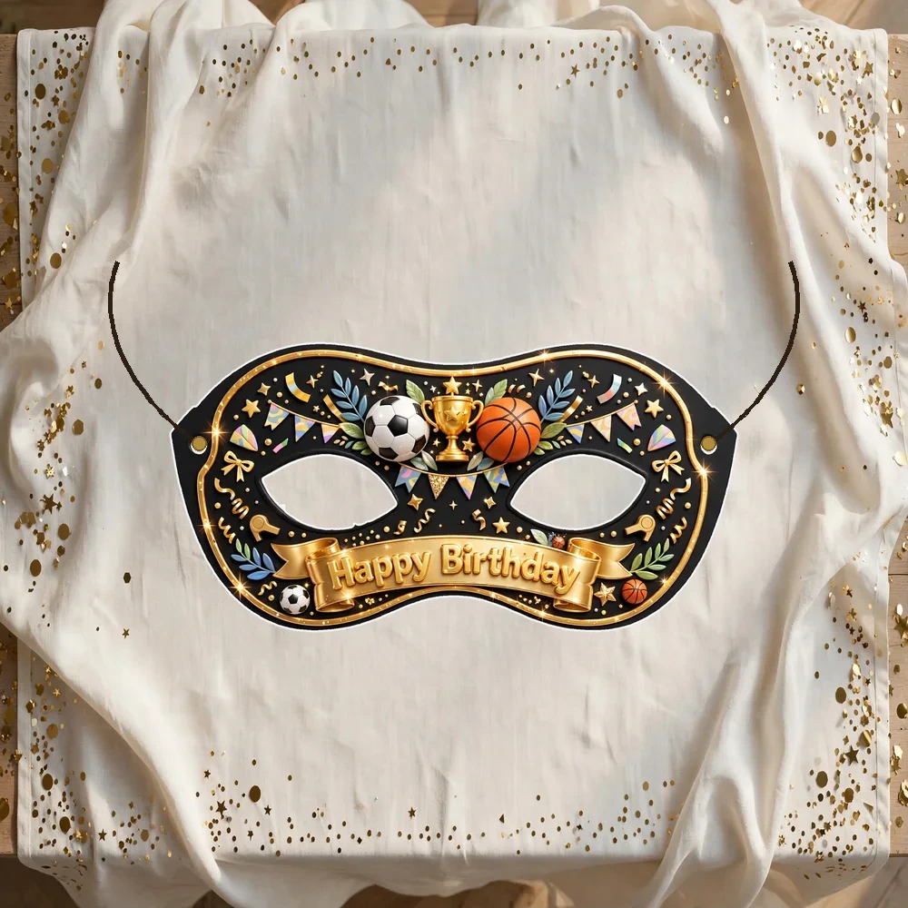 Ball Theme Party Mask Birthday Party Supplies (PACK OF 12) - 280 GSM Cardstock with Soft Stretchable Elastic Band (7 Inches wide)