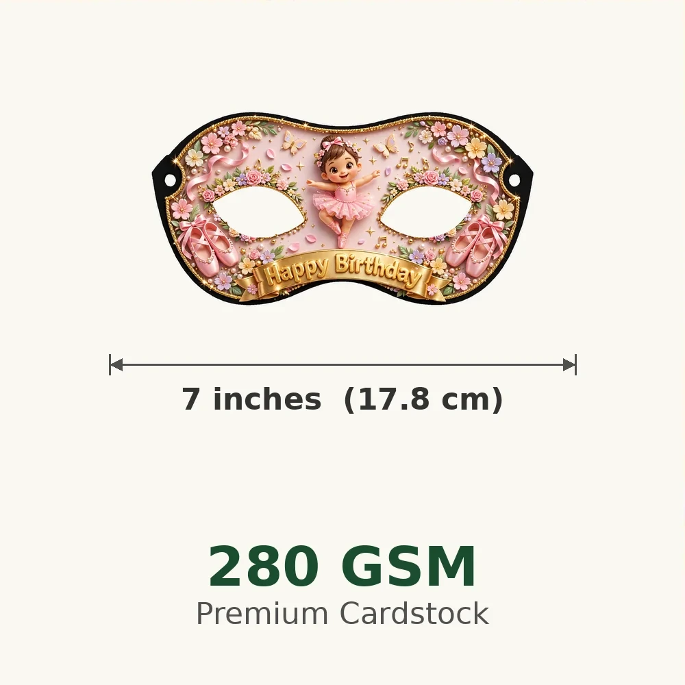 Ballerina Theme Party Mask Birthday Party Supplies (PACK OF 12) - 280 GSM Cardstock with Soft Stretchable Elastic Band (7 Inches wide) - Premium Party Decor Supply by Party Decor Mall - View 3