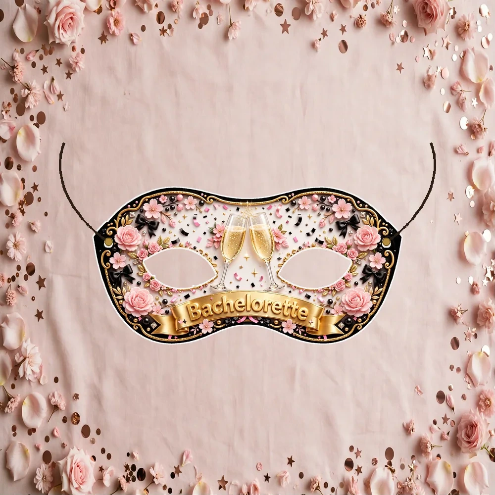 Bridal Shower Theme Party Mask Birthday Party Supplies (PACK OF 12) - 280 GSM Cardstock with Soft Stretchable Elastic Band (7 Inches wide) - Premium Party Decor Supply by Party Decor Mall - View 1