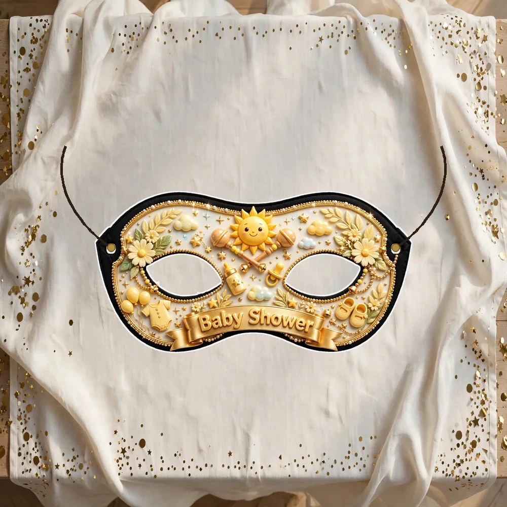 Baby Shower Theme Party Mask Birthday Party Supplies (PACK OF 12) - 280 GSM Cardstock with Soft Stretchable Elastic Band (7 Inches wide)