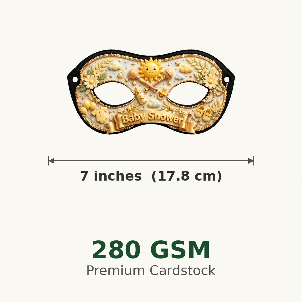 Baby Shower Theme Party Mask Birthday Party Supplies (PACK OF 12) - 280 GSM Cardstock with Soft Stretchable Elastic Band (7 Inches wide) - Premium Party Decor Supply by Party Decor Mall - View 3