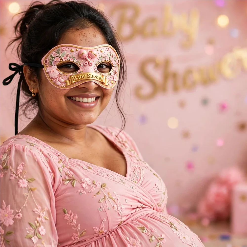 Baby Shower Theme Party Mask Birthday Party Supplies (PACK OF 12) - 280 GSM Cardstock with Soft Stretchable Elastic Band (7 Inches wide) - Premium Party Decor Supply by Party Decor Mall - View 4