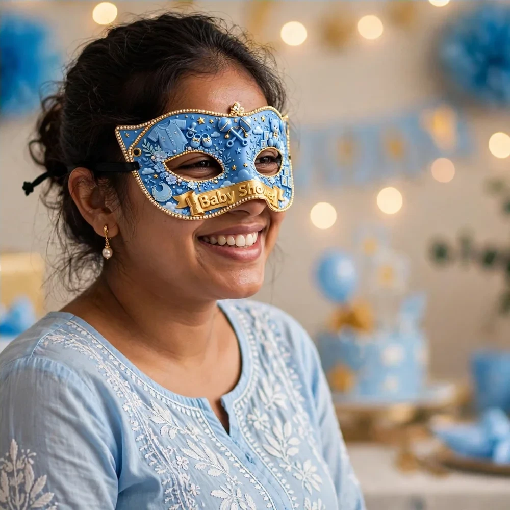 Baby Shower Theme Party Mask Birthday Party Supplies (PACK OF 12) - 280 GSM Cardstock with Soft Stretchable Elastic Band (7 Inches wide) - Premium Party Decor Supply by Party Decor Mall - View 4