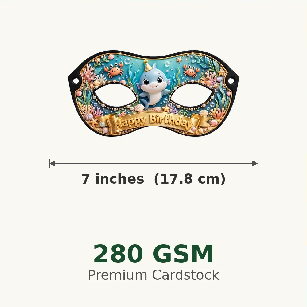Baby Shark Theme Party Mask Birthday Party Supplies (PACK OF 12) - 280 GSM Cardstock with Soft Stretchable Elastic Band (7 Inches wide) - Premium Party Decor Supply by Party Decor Mall - View 3