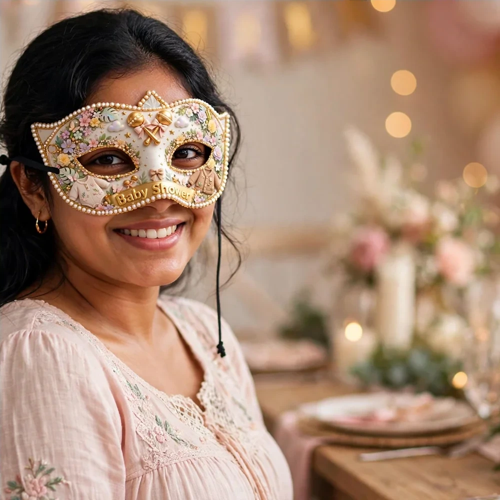 Baby Shower Theme Party Mask Birthday Party Supplies (PACK OF 12) - 280 GSM Cardstock with Soft Stretchable Elastic Band (7 Inches wide) - Premium Party Decor Supply by Party Decor Mall - View 4
