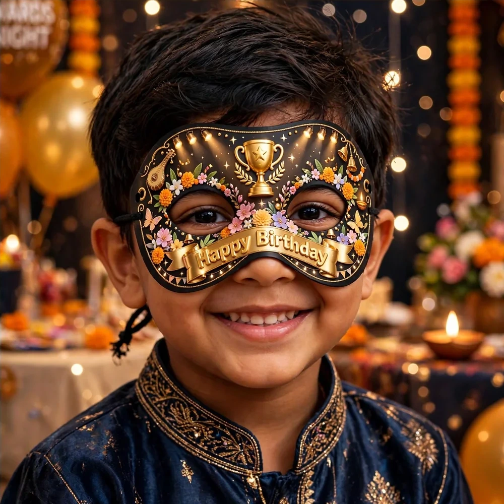 Awards Night Sangeet Theme Party Mask Birthday Party Supplies (PACK OF 12) - 280 GSM Cardstock with Soft Stretchable Elastic Band (7 Inches wide) - Premium Party Decor Supply by Party Decor Mall - View 4