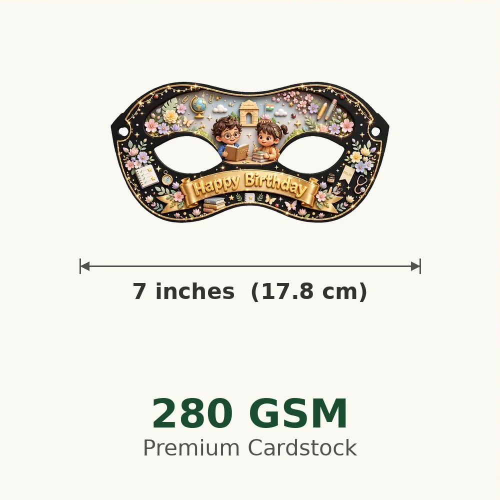 Aspirants Theme Party Mask Birthday Party Supplies (PACK OF 12) - 280 GSM Cardstock with Soft Stretchable Elastic Band (7 Inches wide) - Premium Party Decor Supply by Party Decor Mall - View 3