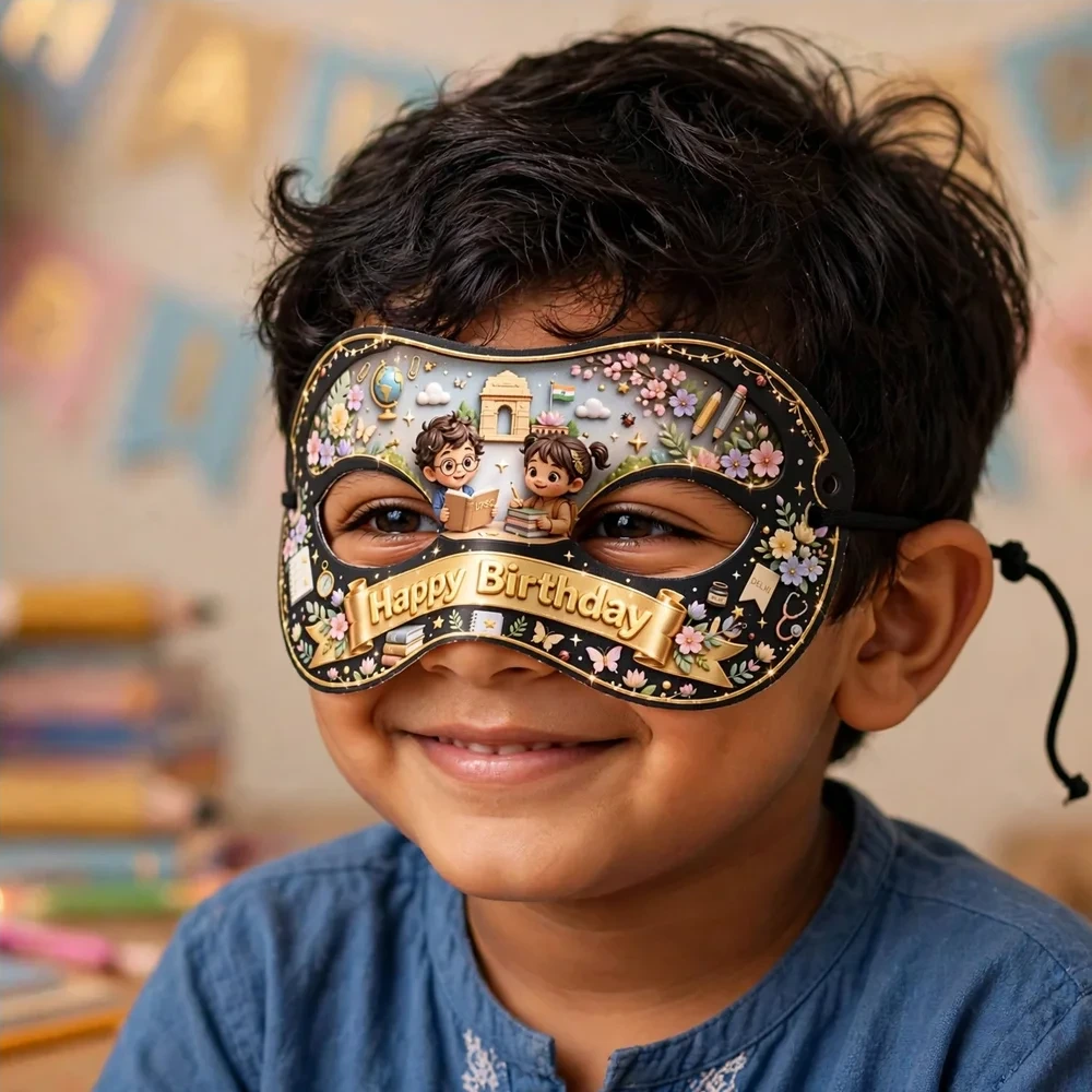 Aspirants Theme Party Mask Birthday Party Supplies (PACK OF 12) - 280 GSM Cardstock with Soft Stretchable Elastic Band (7 Inches wide) - Premium Party Decor Supply by Party Decor Mall - View 4