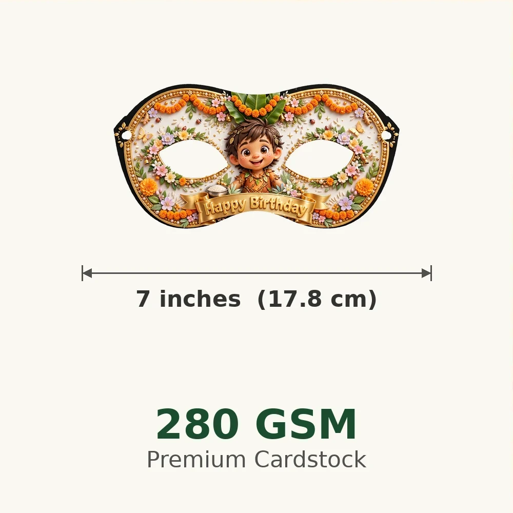 Annaprashan Theme Party Mask Birthday Party Supplies (PACK OF 12) - 280 GSM Cardstock with Soft Stretchable Elastic Band (7 Inches wide) - Premium Party Decor Supply by Party Decor Mall - View 3