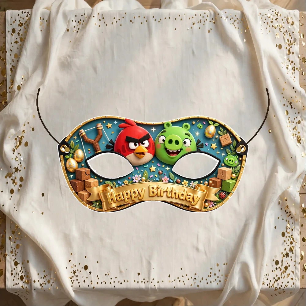 Angry Birds Theme Party Mask Birthday Party Supplies (PACK OF 12) - 280 GSM Cardstock with Soft Stretchable Elastic Band (7 Inches wide) - Premium Party Decor Supply by Party Decor Mall - View 1