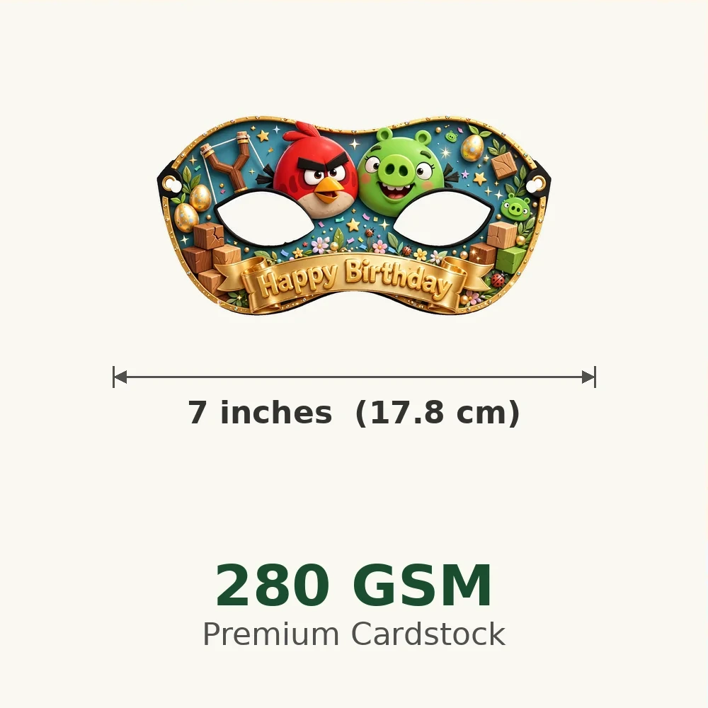 Angry Birds Theme Party Mask Birthday Party Supplies (PACK OF 12) - 280 GSM Cardstock with Soft Stretchable Elastic Band (7 Inches wide) - Premium Party Decor Supply by Party Decor Mall - View 3