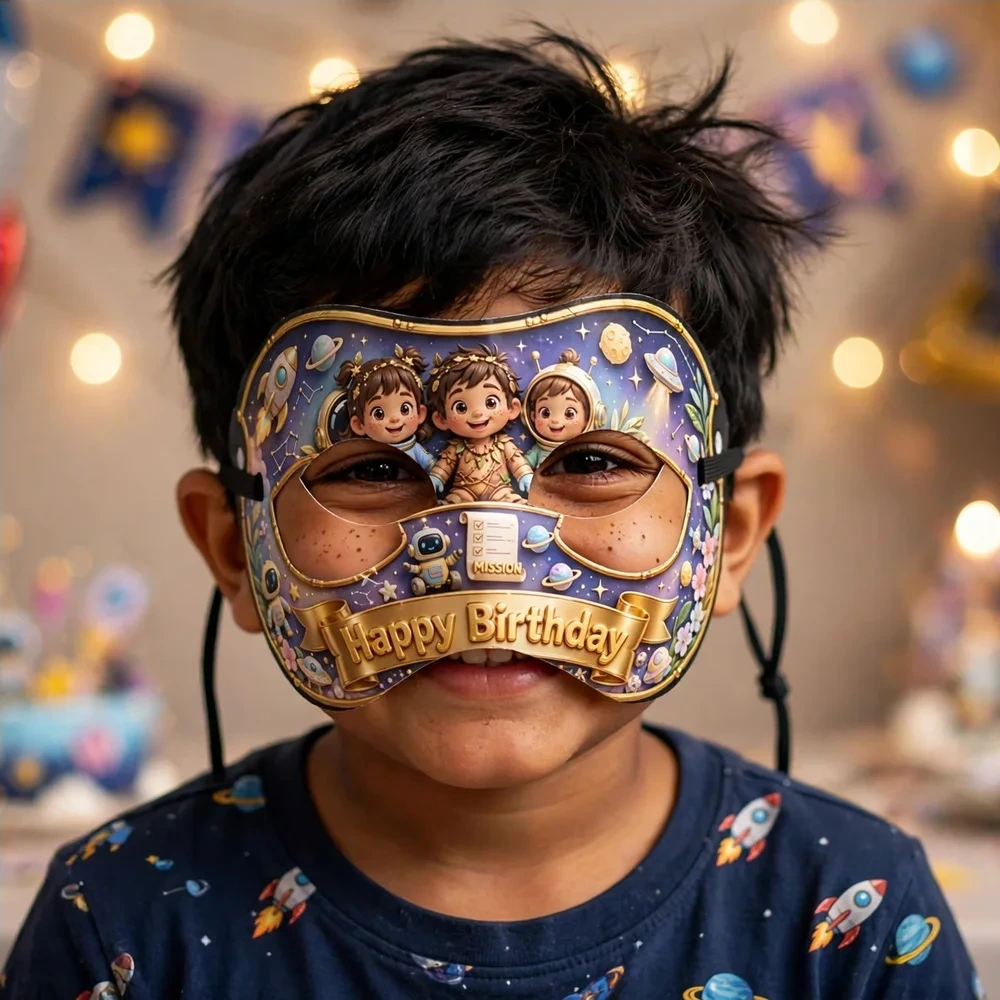 Among Us Theme Party Mask Birthday Party Supplies (PACK OF 12) - 280 GSM Cardstock with Soft Stretchable Elastic Band (7 Inches wide) - Premium Party Decor Supply by Party Decor Mall - View 4