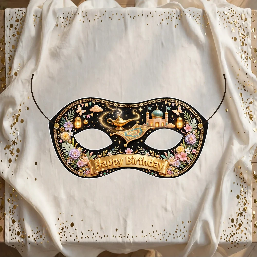 Aladdin Theme Party Mask Birthday Party Supplies (PACK OF 12) - 280 GSM Cardstock with Soft Stretchable Elastic Band (7 Inches wide)