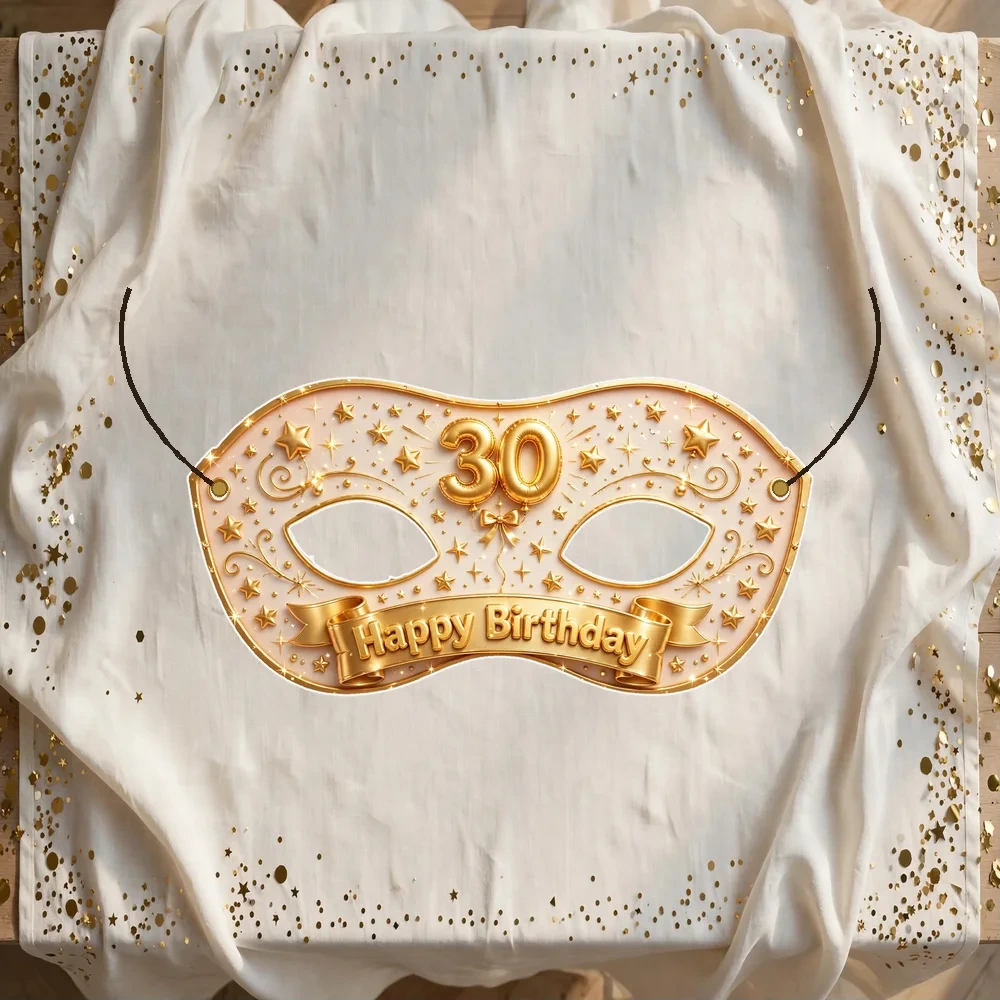 30th Birthday Theme Party Mask Birthday Party Supplies (PACK OF 12) - 280 GSM Cardstock with Soft Stretchable Elastic Band (7 Inches wide) - Premium Party Decor Supply by Party Decor Mall - View 1