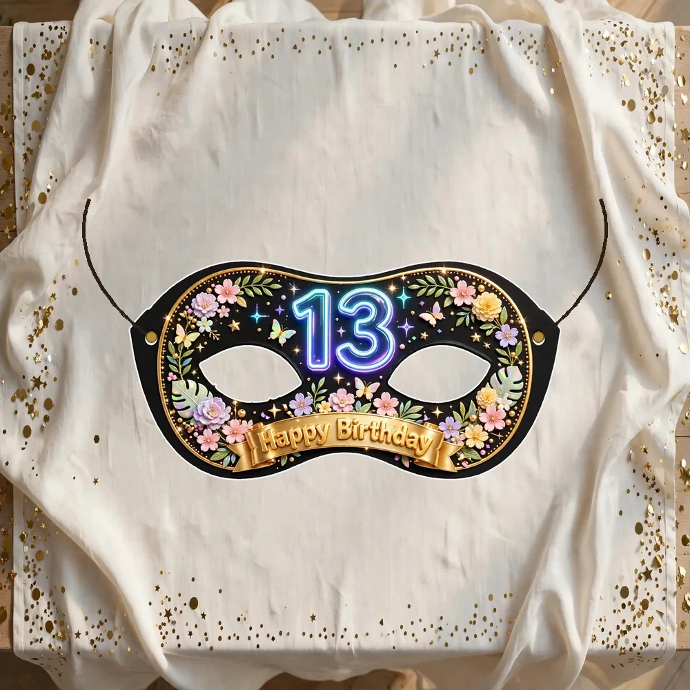13th Theme Party Mask Birthday Party Supplies (PACK OF 12) - 280 GSM Cardstock with Soft Stretchable Elastic Band (7 Inches wide)