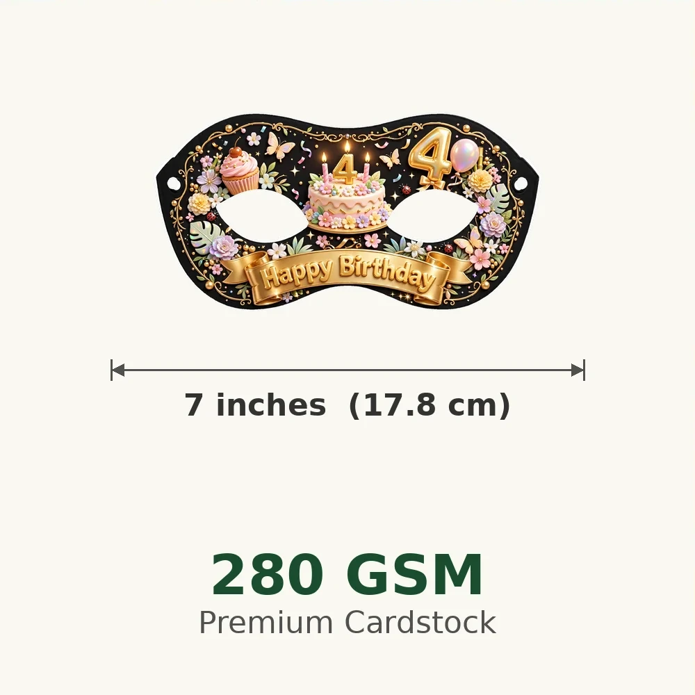 4th Birthday Theme Party Mask Birthday Party Supplies (PACK OF 12) - 280 GSM Cardstock with Soft Stretchable Elastic Band (7 Inches wide) - Premium Party Decor Supply by Party Decor Mall - View 3