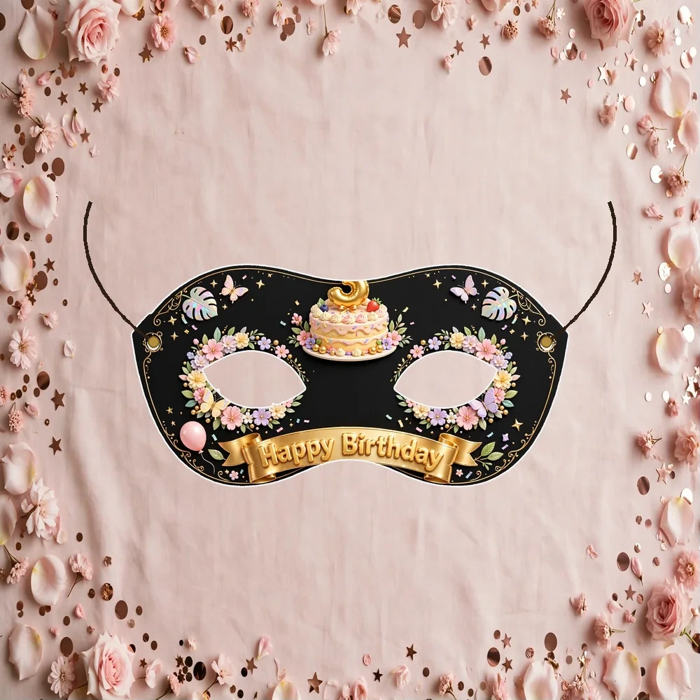 3rd Birthday Theme Party Mask Birthday Party Supplies (PACK OF 12) - 280 GSM Cardstock with Soft Stretchable Elastic Band (7 Inches wide)