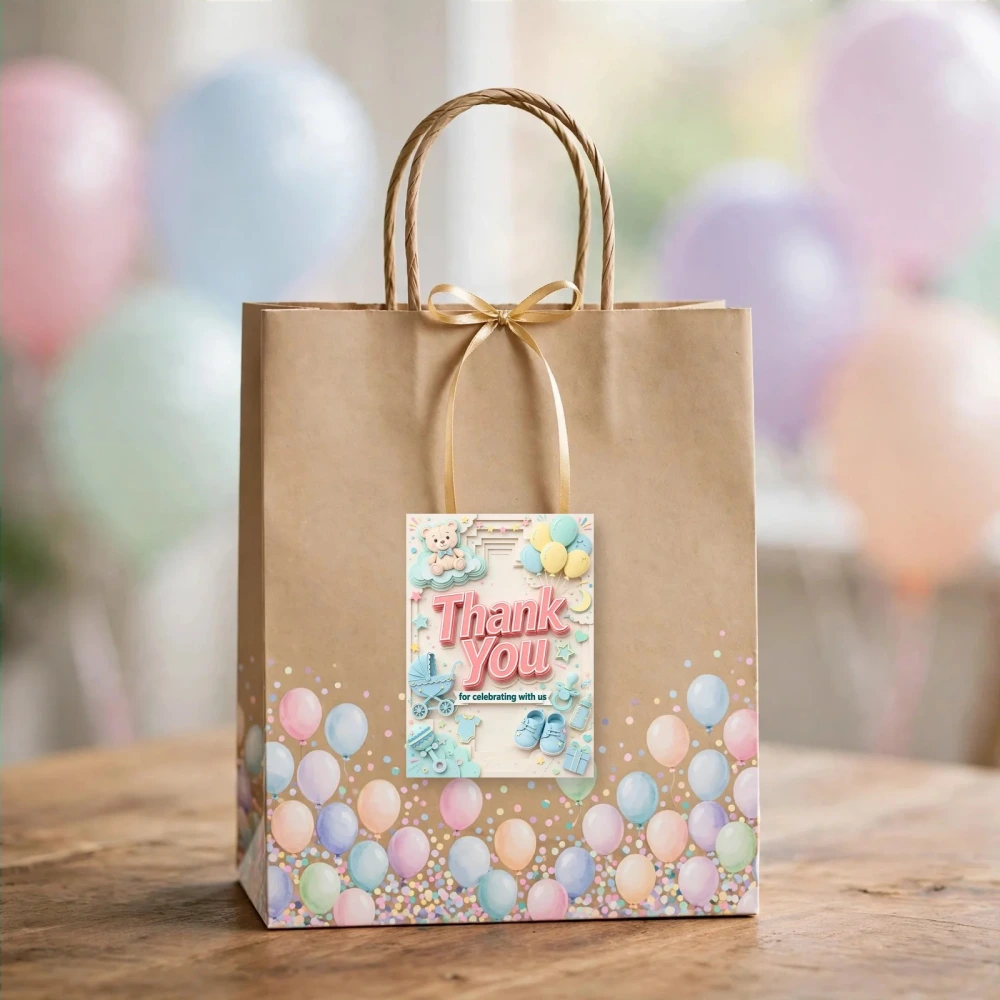 Baby Boy Theme Thank You Cards Birthday Party Supplies (PACK OF 30) - 300 GSM Matte Fine Art Cardstock (2.5 x 3.5 Inch) - Premium Party Decor Supply by Party Decor Mall - View 4