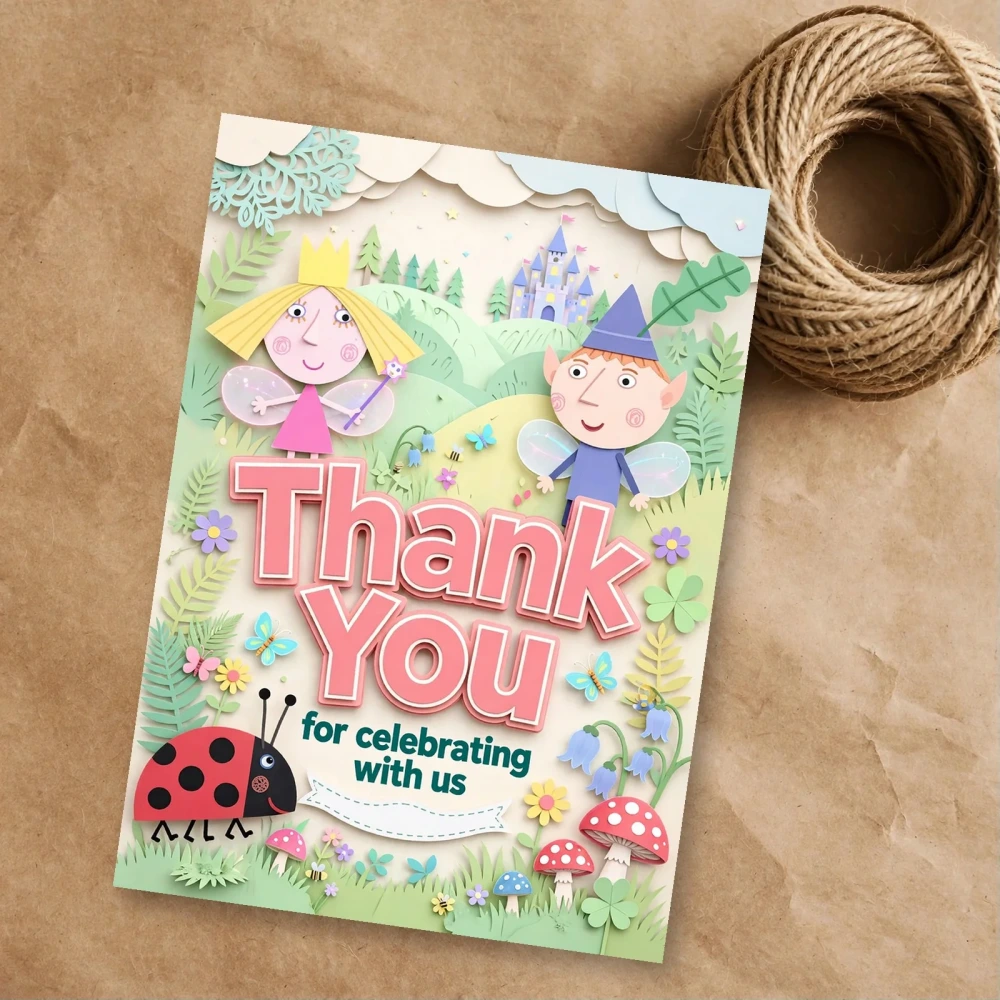 Ben Holly Theme Thank You Cards Birthday Party Supplies (PACK OF 30) - 300 GSM Matte Fine Art Cardstock (2.5 x 3.5 Inch) - Premium Party Decor Supply by Party Decor Mall - View 1