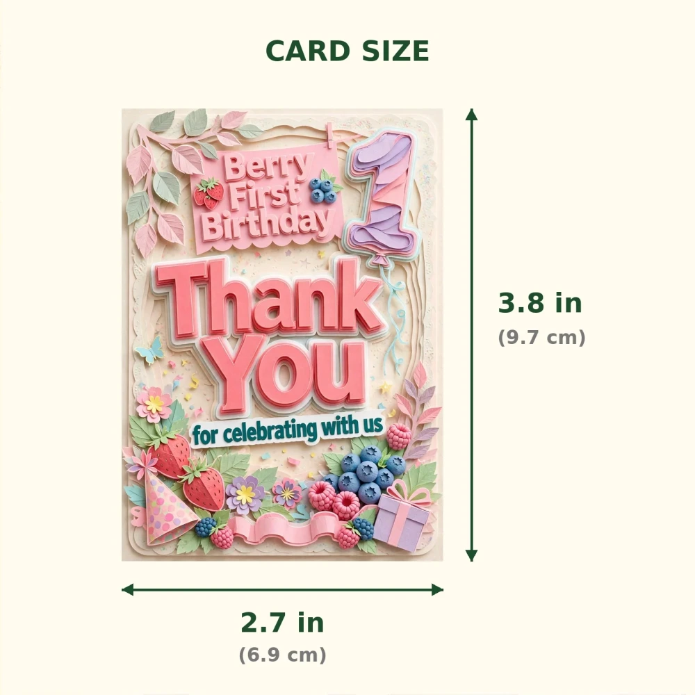 1st Birthday Theme Thank You Cards Birthday Party Supplies (PACK OF 30) - 300 GSM Matte Fine Art Cardstock (2.5 x 3.5 Inch) - Premium Party Decor Supply by Party Decor Mall - View 2