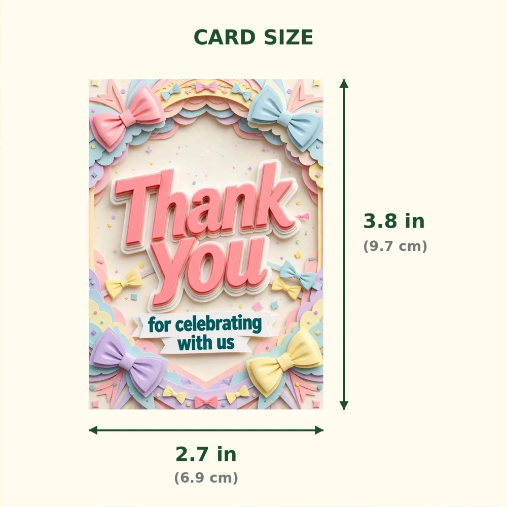 Bow Tie Theme Thank You Cards Birthday Party Supplies (PACK OF 30) - 300 GSM Matte Fine Art Cardstock (2.5 x 3.5 Inch) - Premium Party Decor Supply by Party Decor Mall - View 2