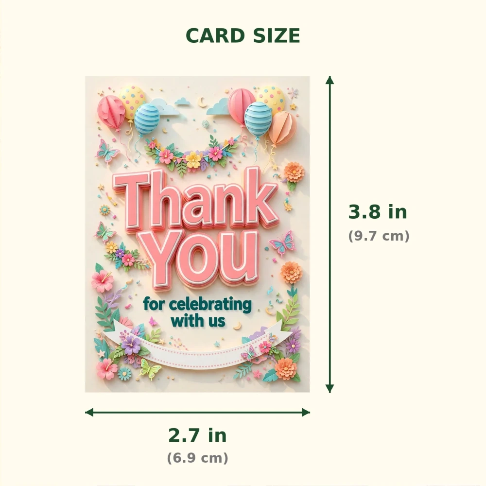 Chutti Kannama Theme Thank You Cards Birthday Party Supplies (PACK OF 30) - 300 GSM Matte Fine Art Cardstock (2.5 x 3.5 Inch) - Premium Party Decor Supply by Party Decor Mall - View 2