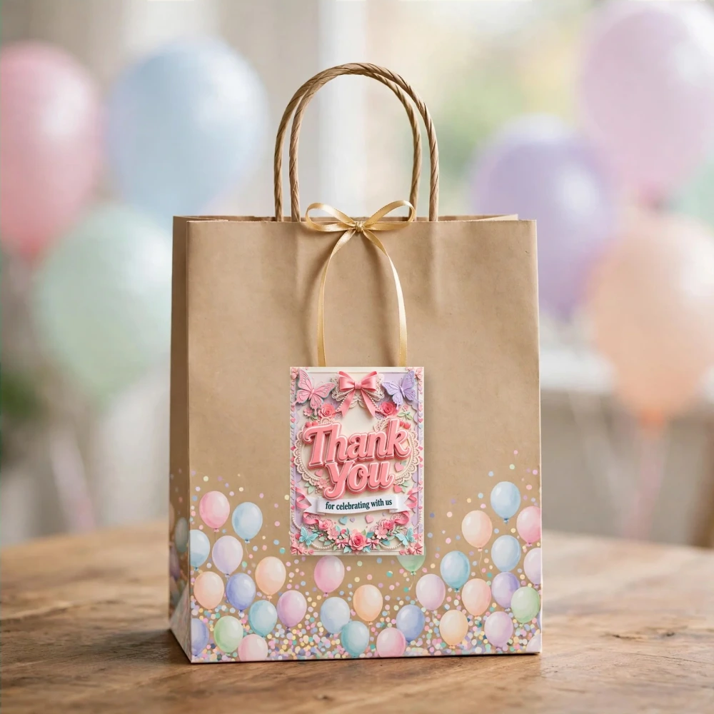 Coquette Theme Thank You Cards Birthday Party Supplies (PACK OF 30) - 300 GSM Matte Fine Art Cardstock (2.5 x 3.5 Inch) - Premium Party Decor Supply by Party Decor Mall - View 4