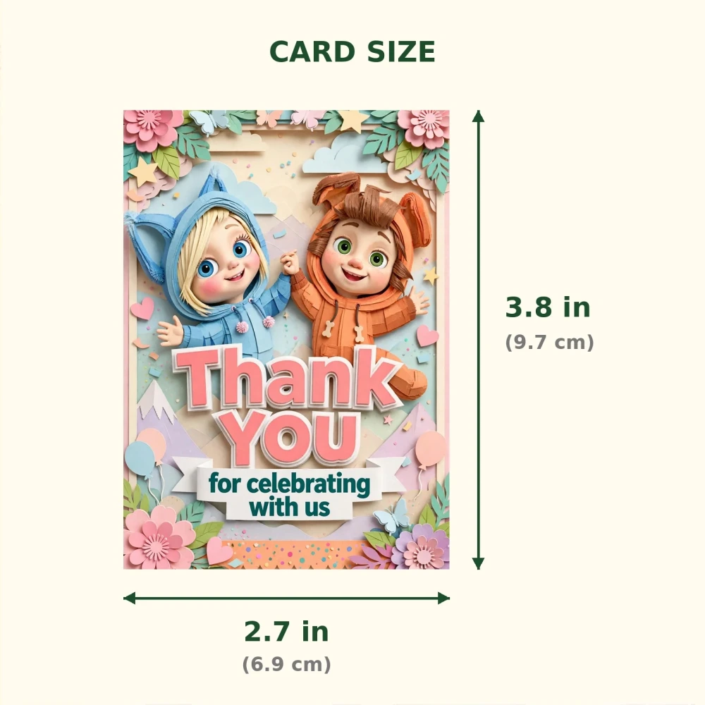 Dave Ava Theme Thank You Cards Birthday Party Supplies (PACK OF 30) - 300 GSM Matte Fine Art Cardstock (2.5 x 3.5 Inch) - Premium Party Decor Supply by Party Decor Mall - View 2