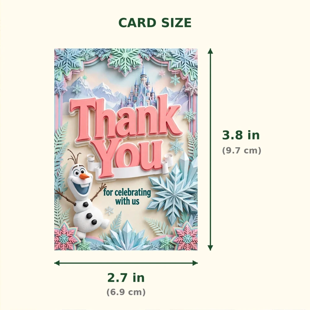 Frozen Theme Thank You Cards Birthday Party Supplies (PACK OF 30) - 300 GSM Matte Fine Art Cardstock (2.5 x 3.5 Inch) - Premium Party Decor Supply by Party Decor Mall - View 2