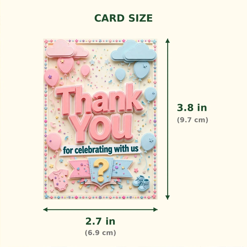 Baby Shower Theme Thank You Cards Birthday Party Supplies (PACK OF 30) - 300 GSM Matte Fine Art Cardstock (2.5 x 3.5 Inch) - Premium Party Decor Supply by Party Decor Mall - View 2