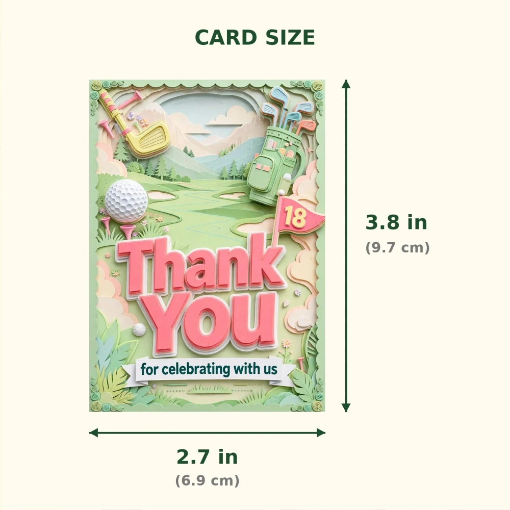 Golf Theme Thank You Cards Birthday Party Supplies (PACK OF 30) - 300 GSM Matte Fine Art Cardstock (2.5 x 3.5 Inch) - Premium Party Decor Supply by Party Decor Mall - View 2