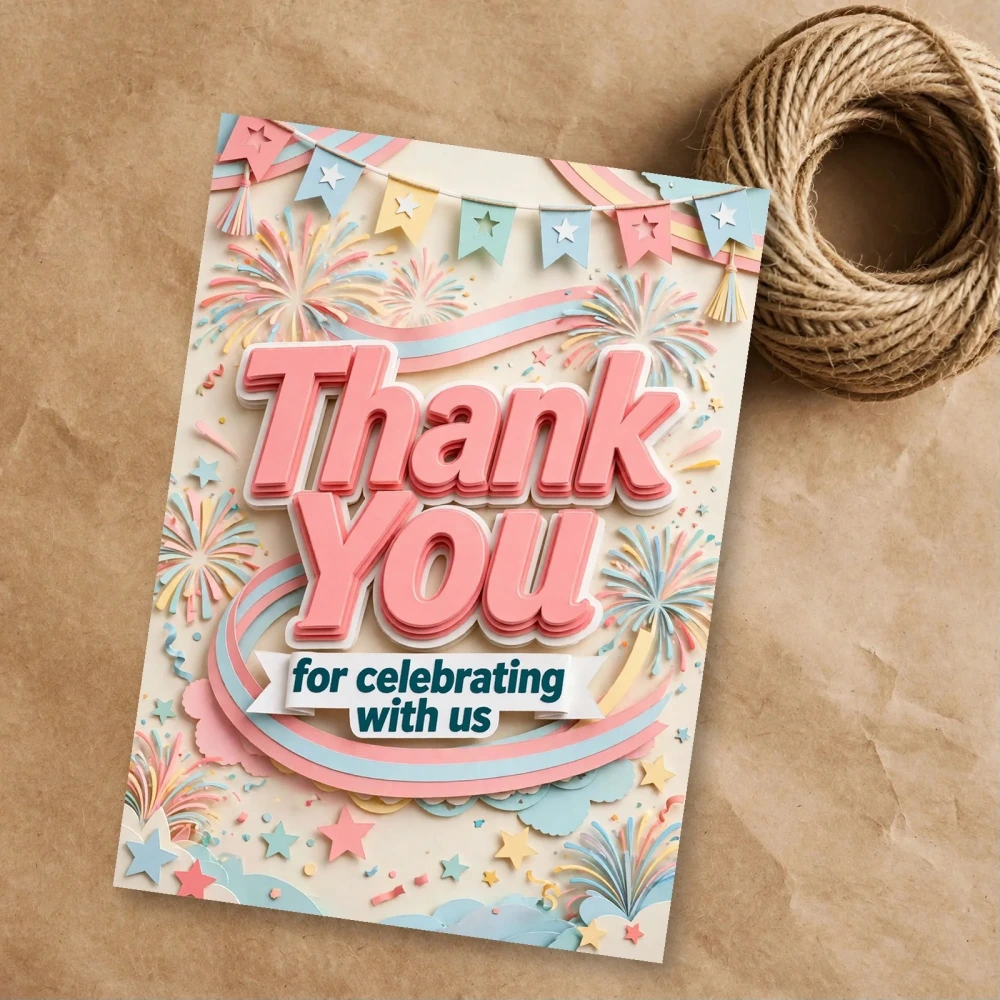 Independence Day Theme Thank You Cards Birthday Party Supplies (PACK OF 30) - 300 GSM Matte Fine Art Cardstock (2.5 x 3.5 Inch) - Premium Party Decor Supply by Party Decor Mall - View 1